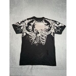 Vintage‎ Y2K Xtreme Couture Skulls Skeleton Print T Shirt Mens XL Black Grunge